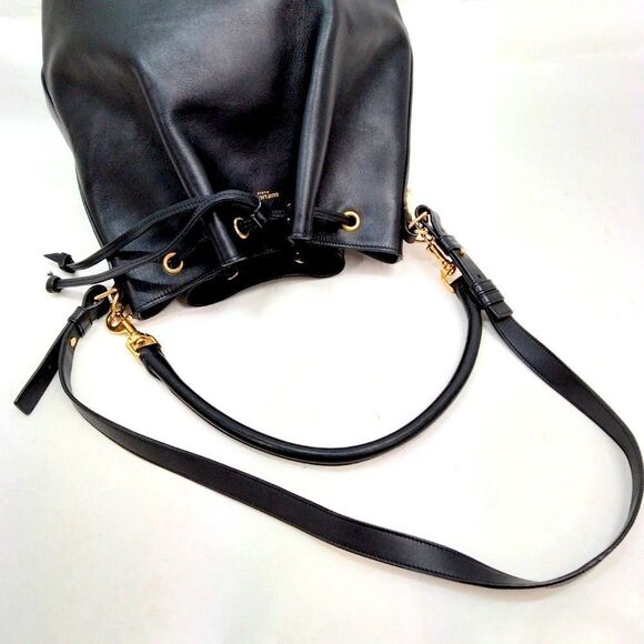 SAINT LAURENT YSL Black Leather 2way Emmanuelle Bucket Bag - Picture 7 of 13